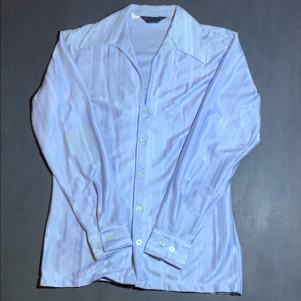 EGO by Bond Street 1970s Men’s 100% Polyester Button Down Shirt | Size M 15-15.5